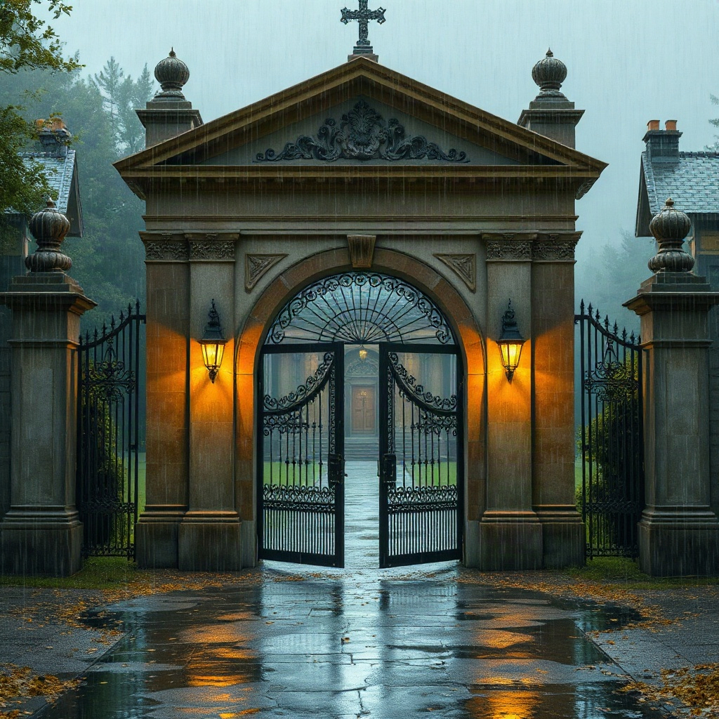 Chapter cover of the mansion gate closing in rain